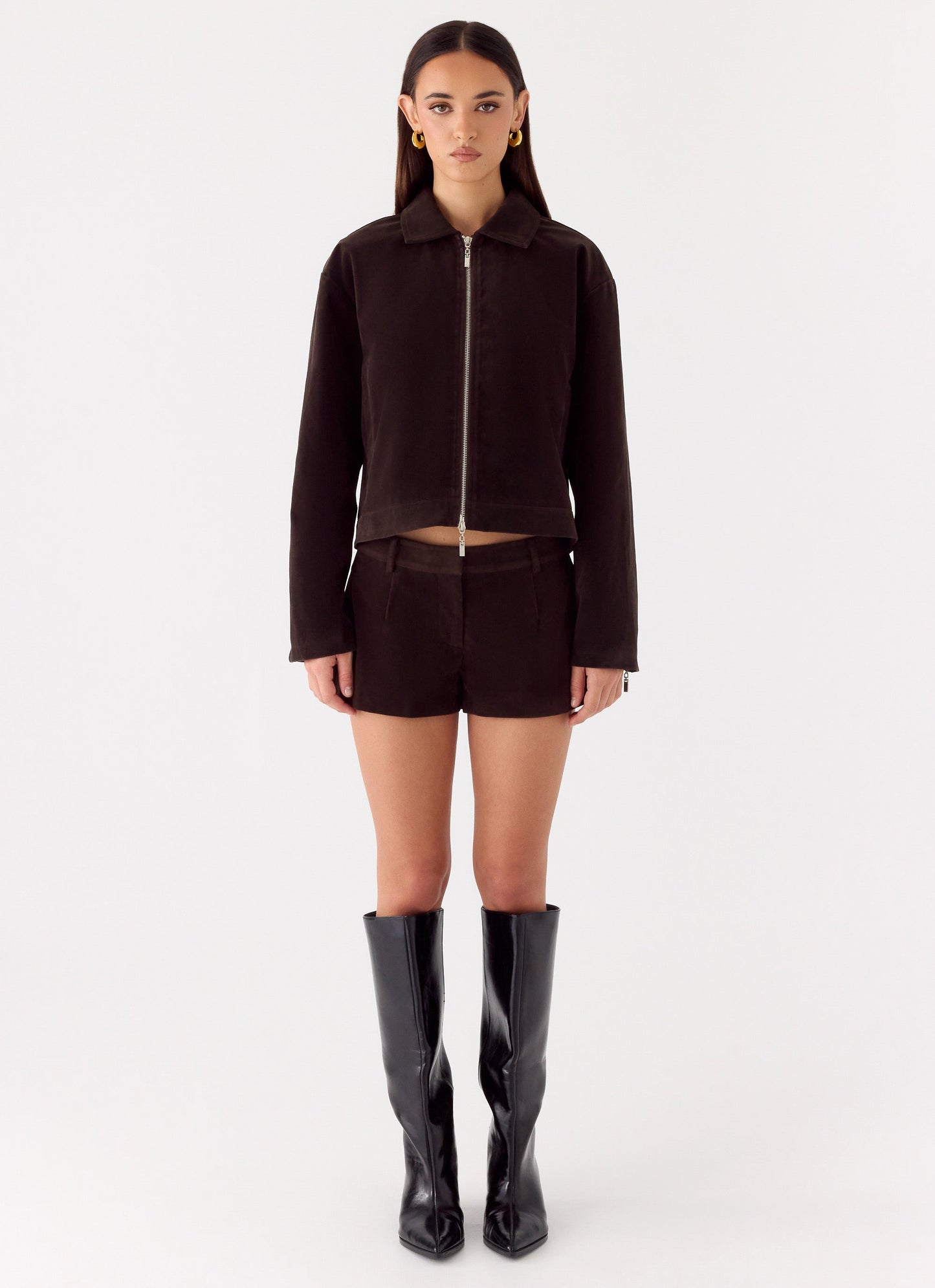 Jeremy Faux Suede Shorts - Chocolate