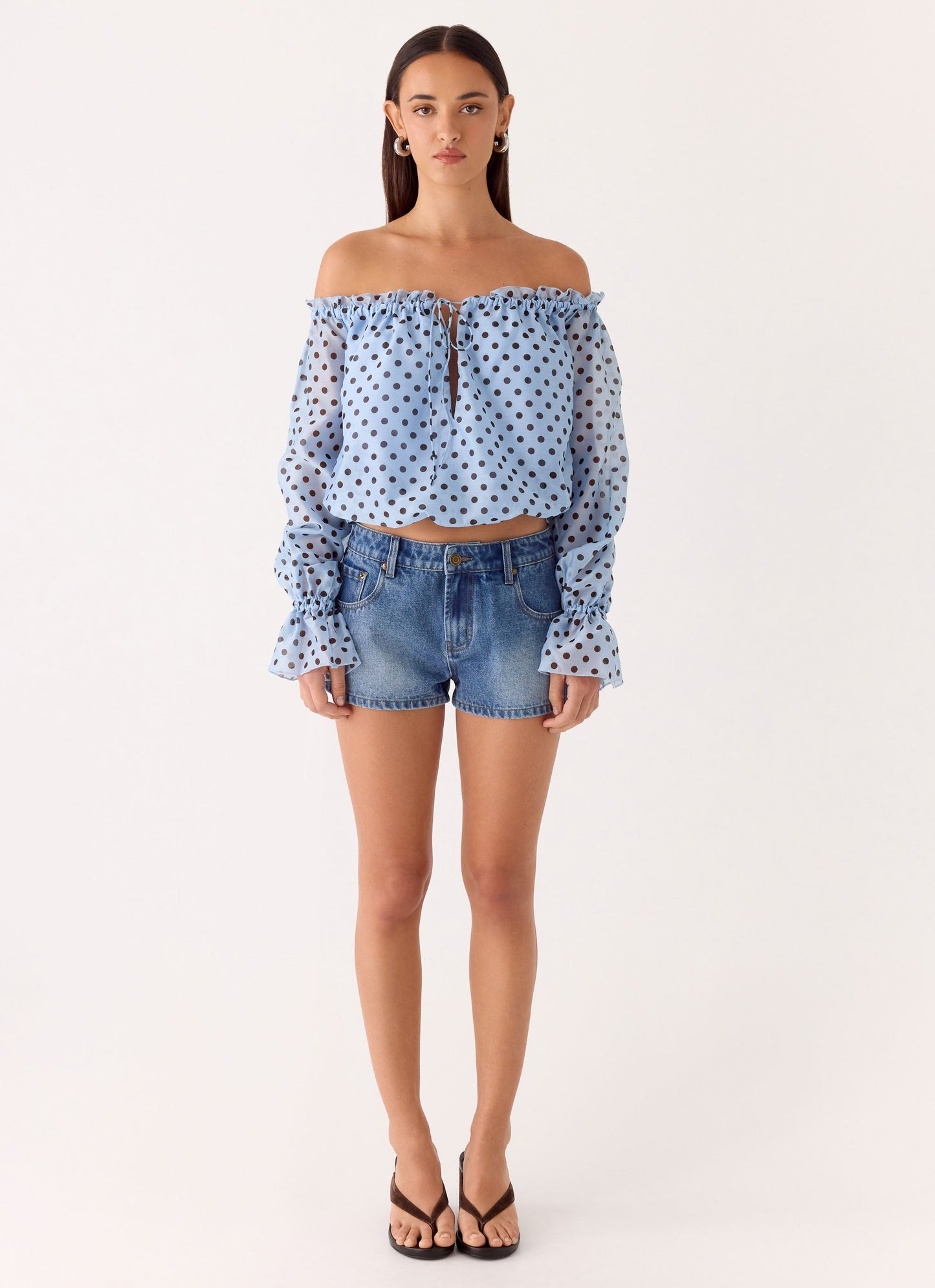 Kayda Low Rise Denim Shorts - Blue Wash